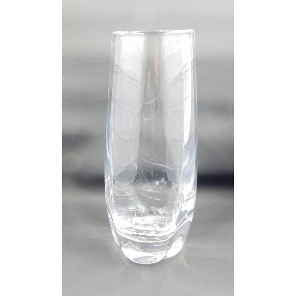 Orrefors Signed Lead Crystal Lobed Glass 8-1/2 Flower Vase #3970, Sweden - Picture 3 of 9